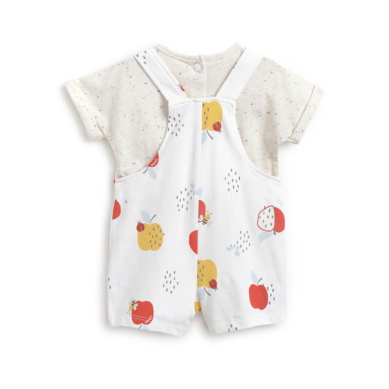 Infants Natural Printed T-shirt with Short Overalls image number 1